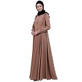 Umbrella abaya with frills- Beige